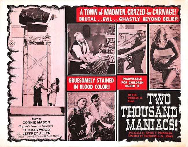 Poster for Lewis' 'Two Thousand Maniacs!'