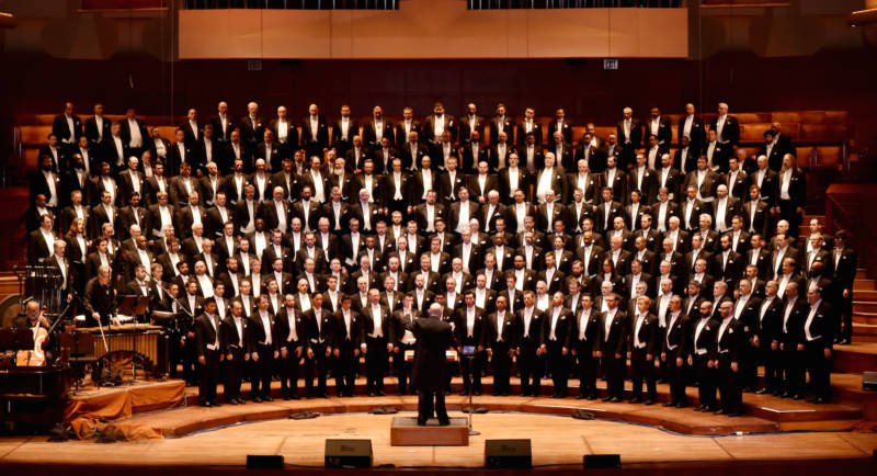 The San Francisco Gay Men’s Chorus in performance at Davies Symphony Hall in 2015