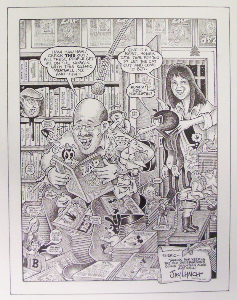 Drawing of comic collector Eric Sack by artist Jim Lyons