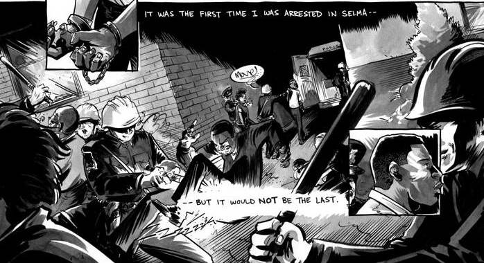 A page from 'March: Book Three' by Congressman John Lewis, Andrew Aydin, and Nate Powell