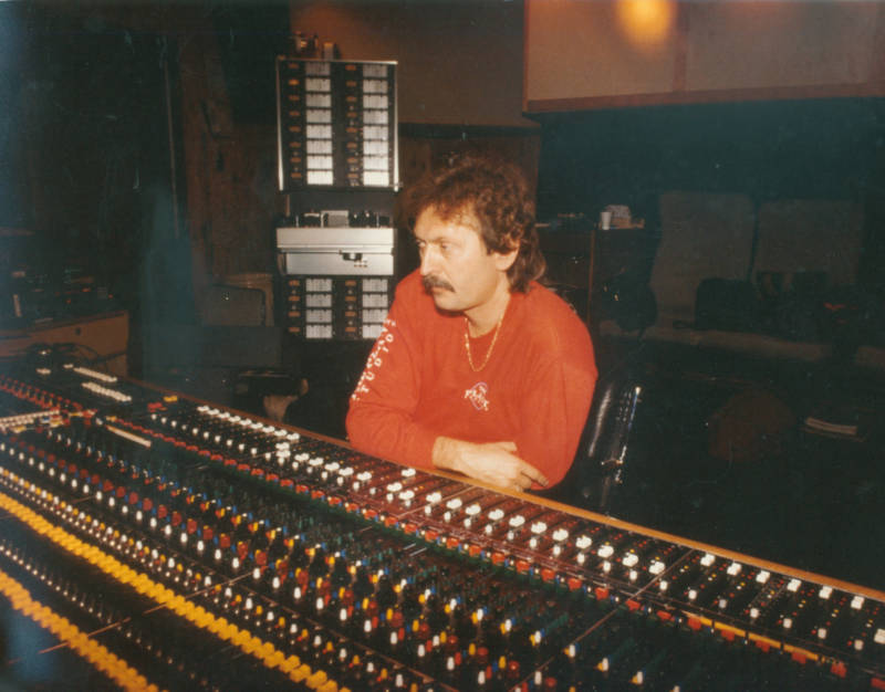 Jim Gaines at the board during a recording session at the Record Plant in Sausalito