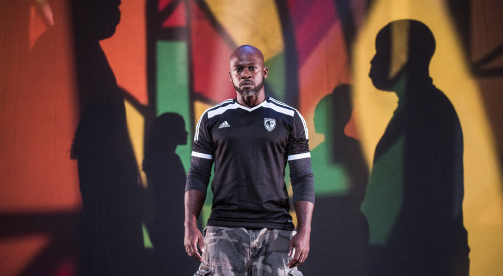 Marc Bamuthi Joseph in 'peh-LO-tah', a dance-theater piece about soccer and politics at YBCA.