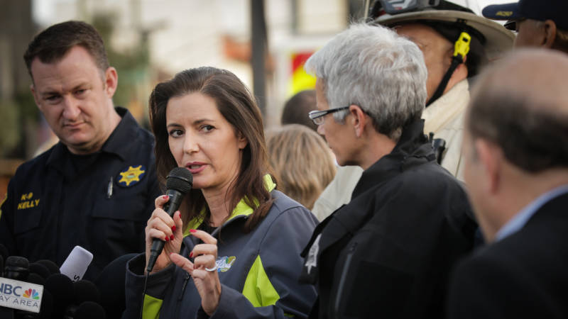 Oakland Mayor Libby Schaaf at the Oakland Warehouse known as the Ghost Ship