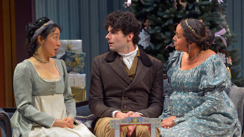 'Miss Bennet: Christmas at Pemberley' features Elizabeth Darcy (Cindy Im), Arthur de Bourgh (Adam Magill), and Jane Bingley (Lauren Spencer)