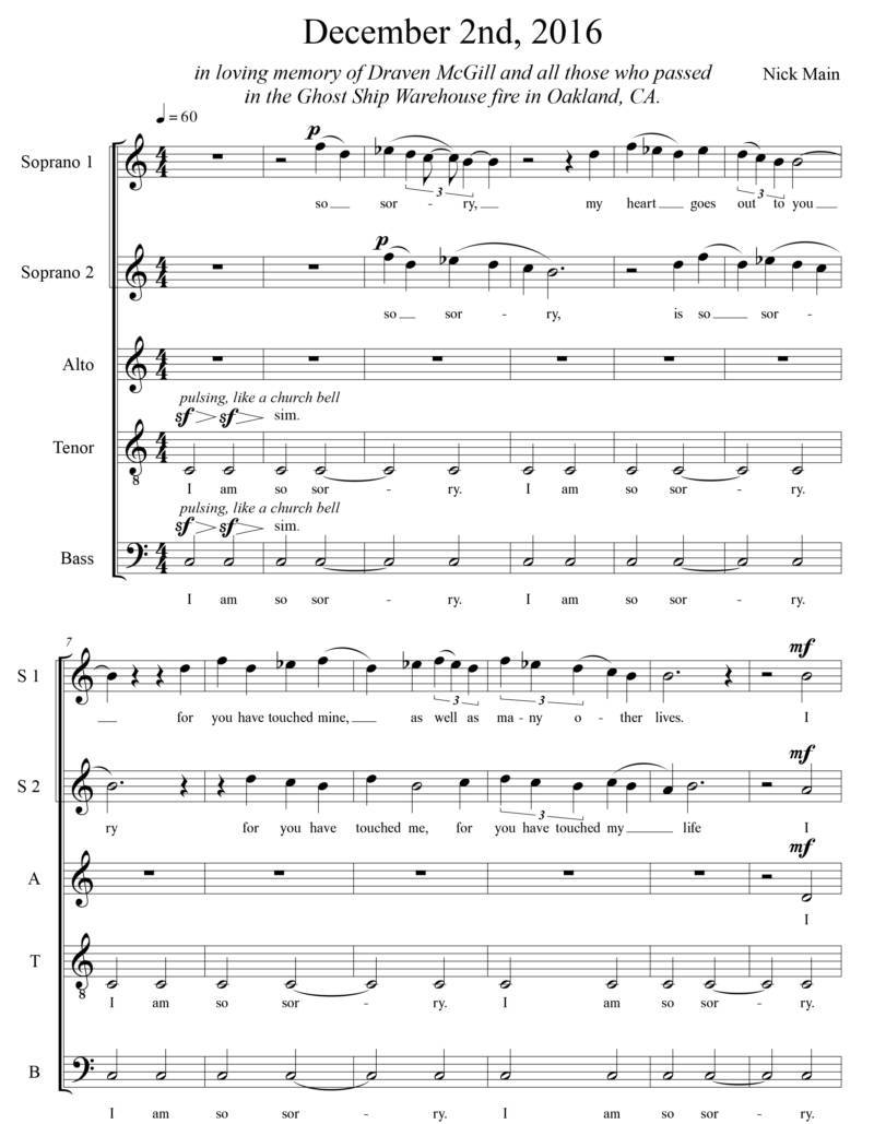 Sheet music for song dedicated to McGill