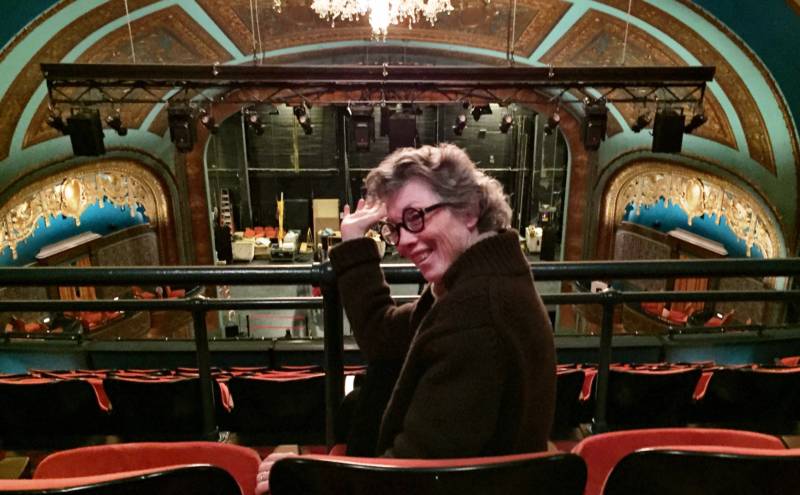 Carole Shorenstein Hayes in her favorite seat in the upper balcony at the refurbished Curran Theater
