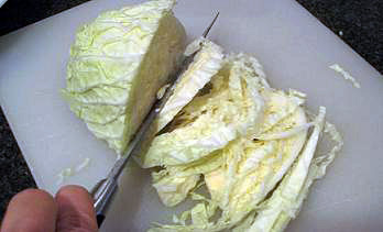 cutting cabbage