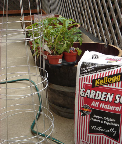 supplies for urban tomato garden