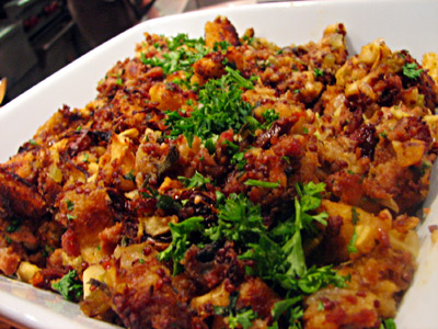 Chesapeake Memories Sausage and Oyster Dressing with Red Quinoa and Crispy Apples