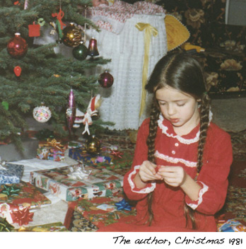 Stephanie as a child at Christmas