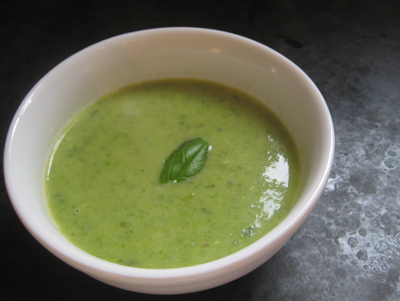 fresh pea soup in a bowl