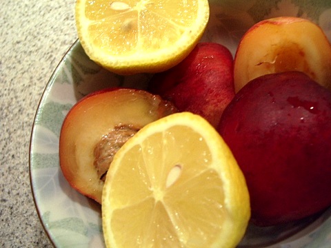 white nectarines and lemons