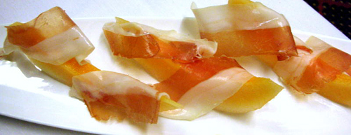 A basic summer dish at Oliveto -- cured coppa and melon. 