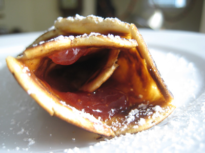 rolled up pancake with jam