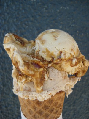 Bi-Rites brown sugar ice cream with ginger crumble swirl