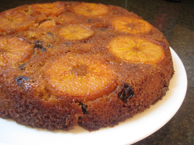 persimmon and date upside-down cake