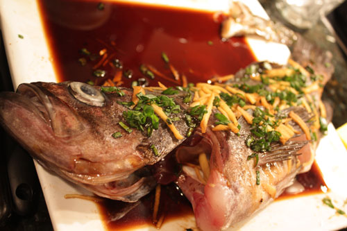 Steamed Whole Fish with Ginger and Scallion