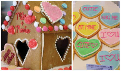 Valentines Gingerbread House and Conversation Heart Cookies
