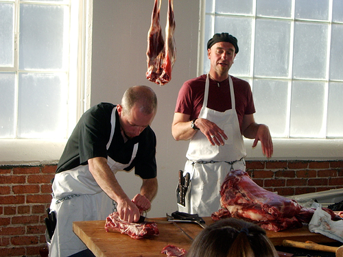 The Butcher, The Goat and The Chef event - Assistant butcher, Josh Kleinsmith -Dave the Butcher, aka David Budworth