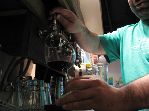 Chris Pastena drawing a glass at Chop Bar