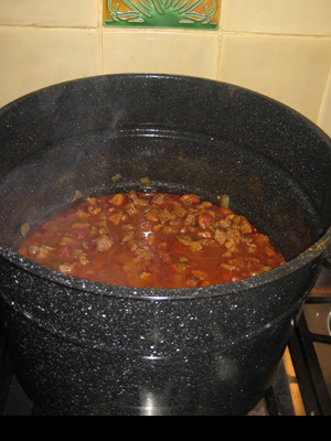a big pot of chili