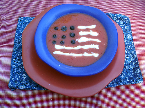 Flag gazpacho soup for the 4th of July
