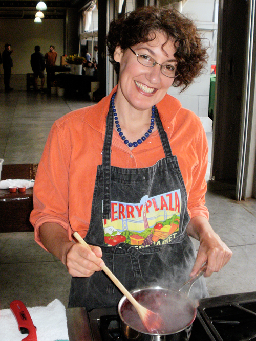 Stephanie Rosenbaum doing a cooking demo