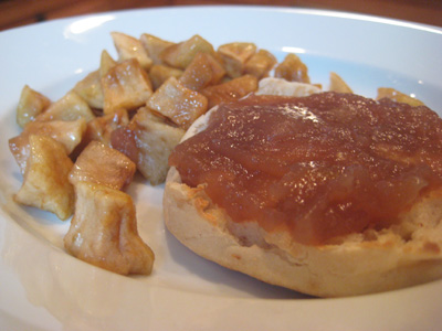 apple butter on an english muffin