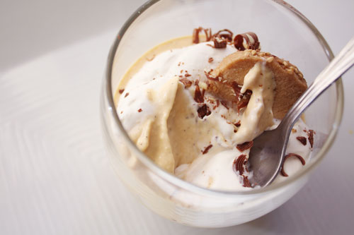 Butterscotch Pudding with Tahini Shortbread Cookie