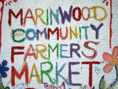 Marinwood market sign. Photo by Charlotte Melrose