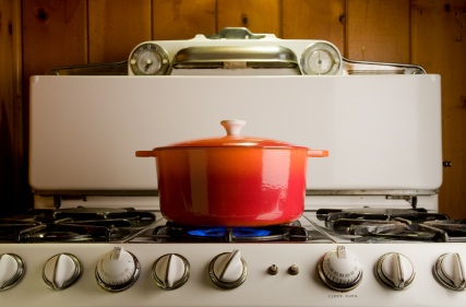 cast iron pot on stove
