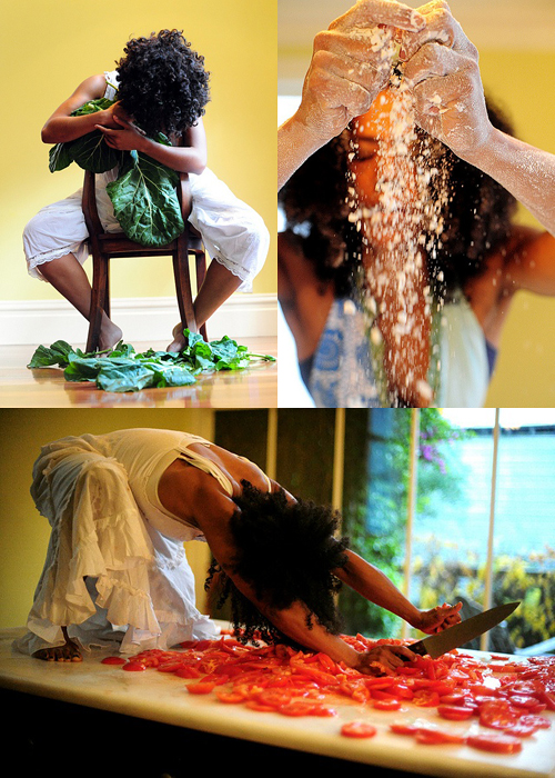 Scenes from the upcoming performance piece exploring food, "Our Daily Bread" features dancer Amara Tabor-Smith. Photos: Ana Teresa Fernandez, courtesy of CounterPULSE 