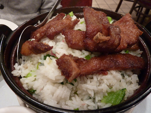 Pork Chop Rice with Greens