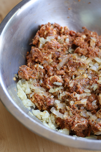 sausage mixture with onions