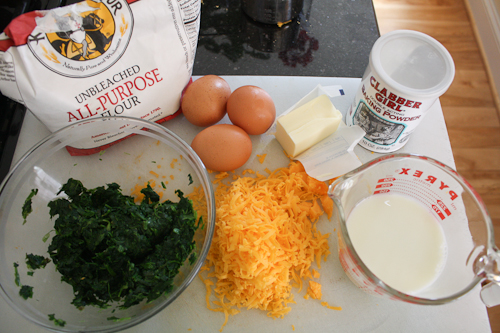 Ingredients for Spinach-Cheddar Pancakes 