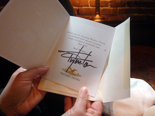 notecard signed personally by Tyler Florence
