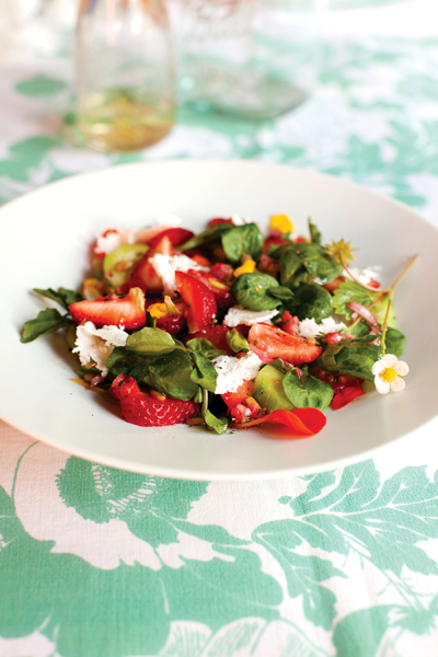 Strawberry, Nasturtium, and Cucumber Salad. Photo: Sara Remington