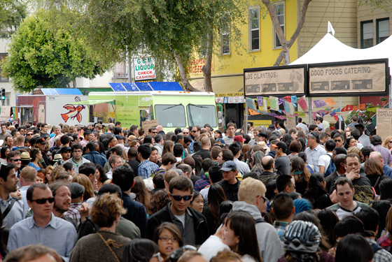 The afternoon crowds at the San Francisco Street Food Festival. Photo by Wendy Goodfriend