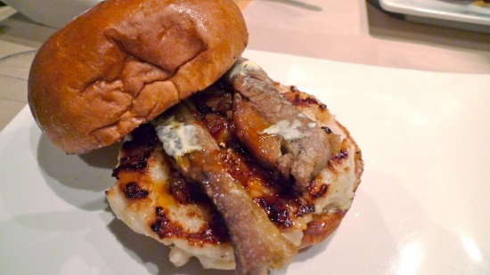 bacon-wrapped scallop burger