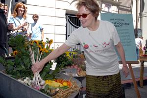 Alice Waters at School Lunch & Levi's T-shirt launch event for Chez Panisse 40th Anniversary. Photo: Wendy Goodfriend