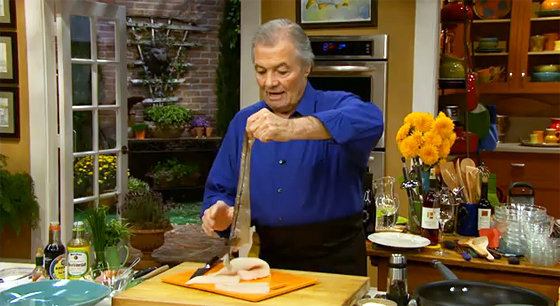 Jacques Pepin demonstrates how to make haddock steaks in rice paper with a shallot and soy sauce. 