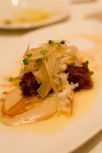 Goat Belly, Fennel Puree, Bourbon Buttered Crab