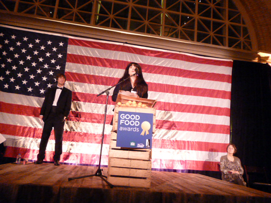 Caleb Zigas of La Cocina, Ruth Reichl, and Alice Waters, at the Good Food Awards.