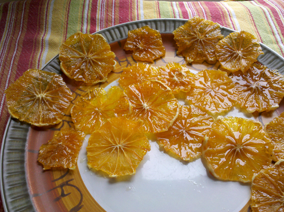 Dried oranges on plate
