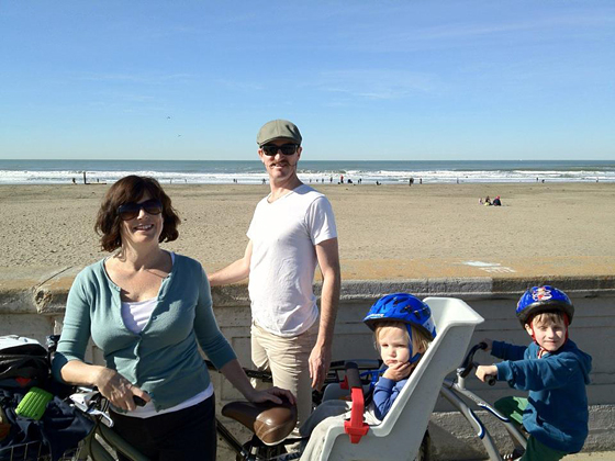 Family photo - biking at Ocean Beach - courtesy of Jonny Raglin