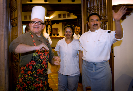 The dining room chef and his kitchen crew at Rancho La Puerta. Photo: Lynne Harty