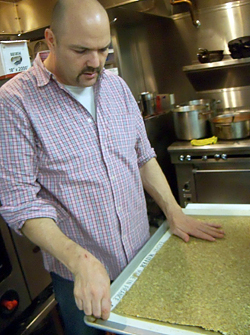 James Ormsby making gluten-free flax crackers