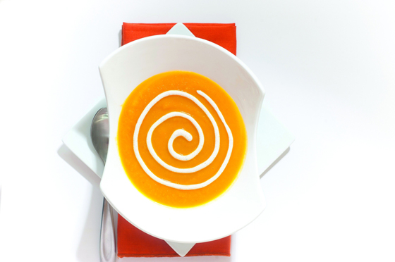 Carrot Soup with Garam Masala Cream. Photo: Paulette Phlipot