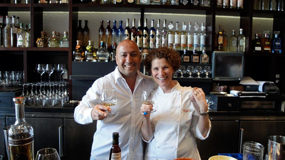 Joanne Weir  with Fernando Guzman, the general manager and tequila curator behind the bar at Copita.