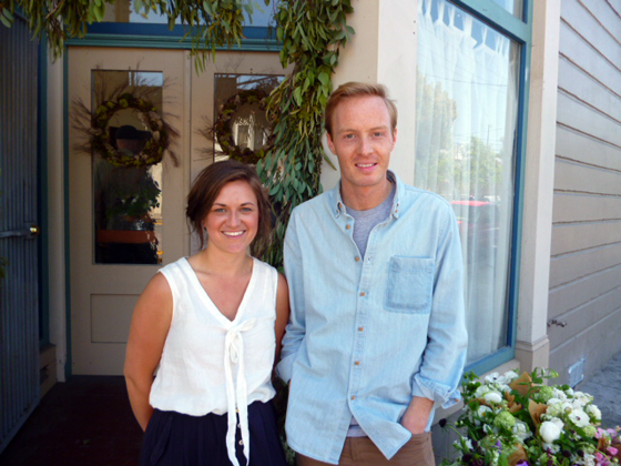 Julie Pointer and Nate Williams in front of Heirloom Cafe for Kinfolk Magazine brunch